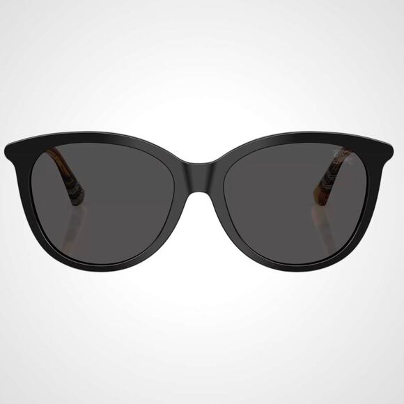 New Burberry Sunglasses Black Front Round Pantos Frame Checkered Arms Gray Lens main image 7